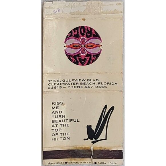 Matchbox Matchbook Cover Hilton Hotel Clearwater Beach Glass Frog Florida - Picture 2 of 5